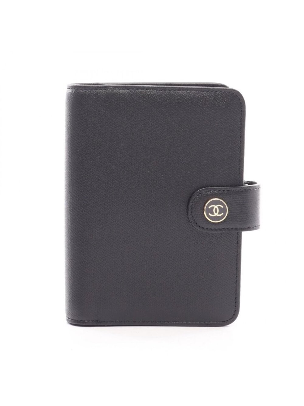 Chanel Notebook Cover Coco Button Agenda Black Leather